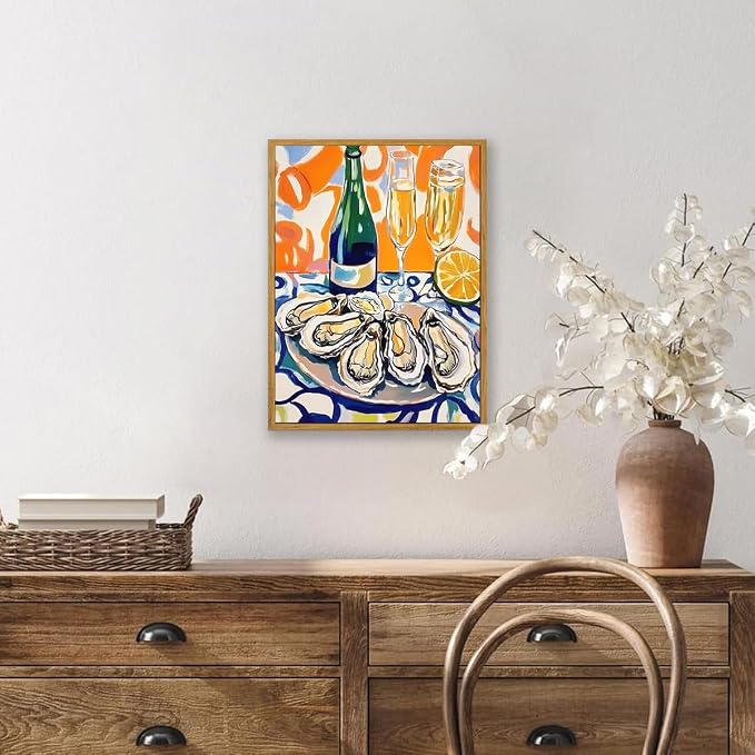 AtterrirArt Oyster Dining Room Wall Art, Champagne Abstract Picture Wall Decor - Image 3