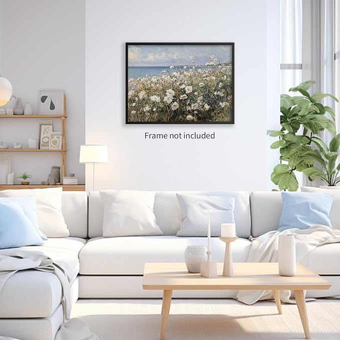 rumlud Coastal Wildflower Poster French Spring Flower Landscape Wall Art Nature - Image 4
