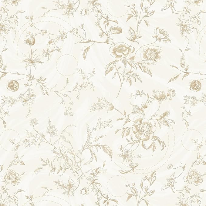 Ismoon Peel and Stick Wallpaper Floral Vintage Stick on Wall Paper Beige French by Ismoon