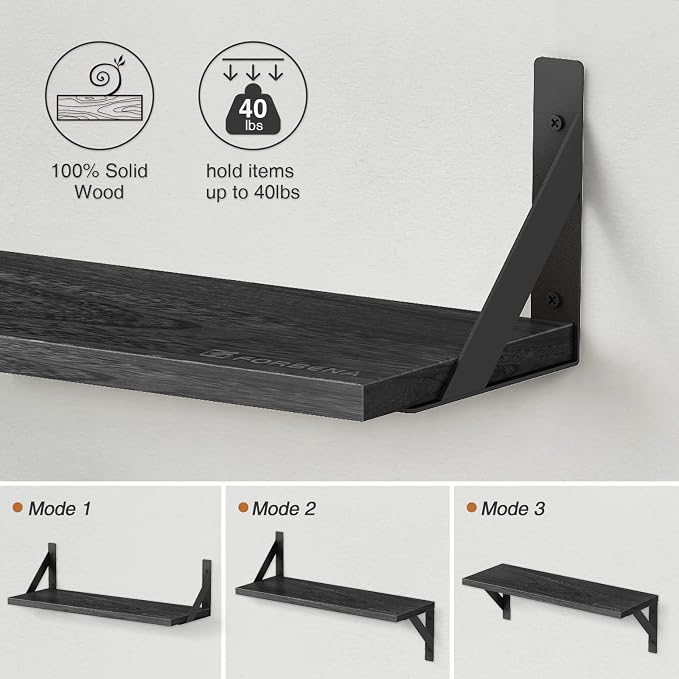 Forbena Large Floating Shelves for Wall 24 Inch Long Set of 3, 8 in Deep Wall - Image 7