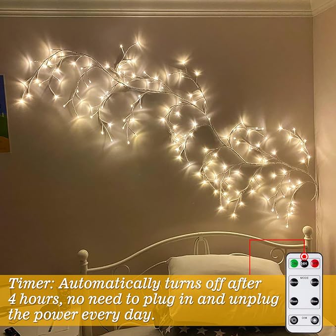 Willow Vine Lights with Remote for Wall: 7.5ft LED Enchanted Vines Lights DIY - Image 4