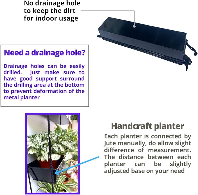 LaLaGreen 16 Inch Wall Mounted Tiered Planter - Image 4