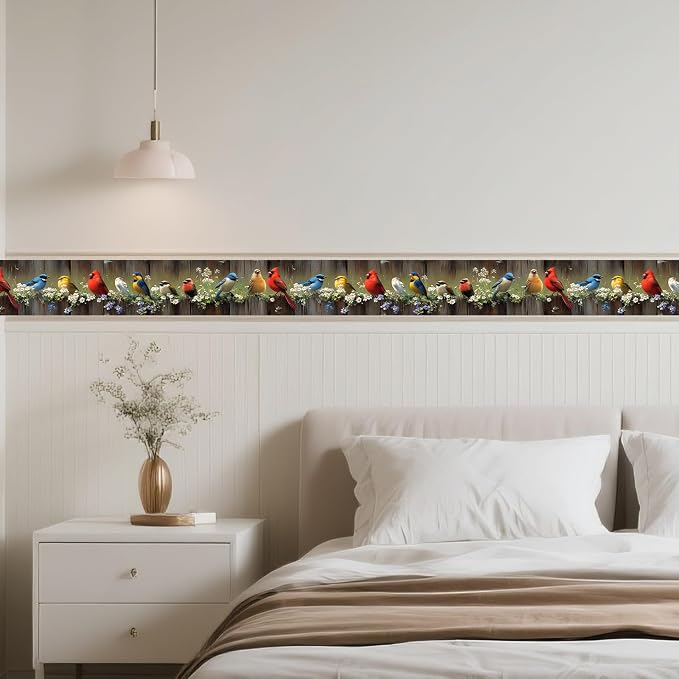 IVN Wallpaper Border Peel and Stick Wall Bird Decorative Wall Trim Self - Image 2