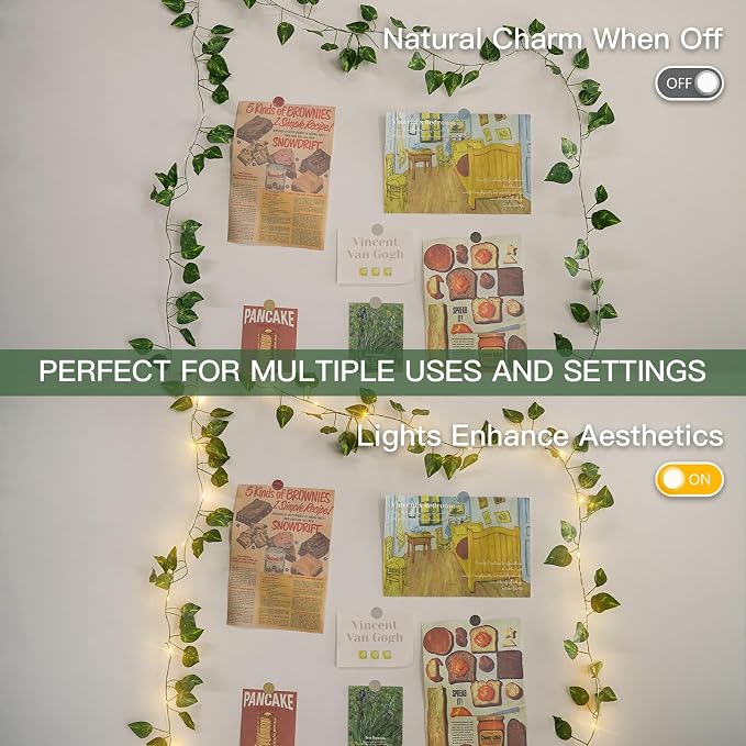 suddus Vine with Fairy Lights Battery Operated, 13.1ft 40 LED Pothos String - Image 5