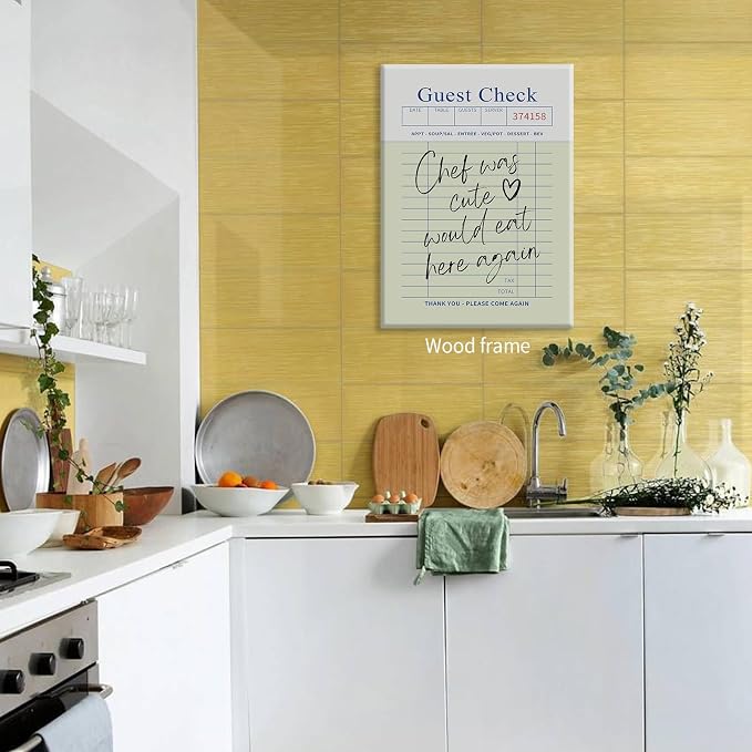 Framed Wall Art Posters Trendy Kitchen Guest Check Prints Chef Was Cute Would - Image 3