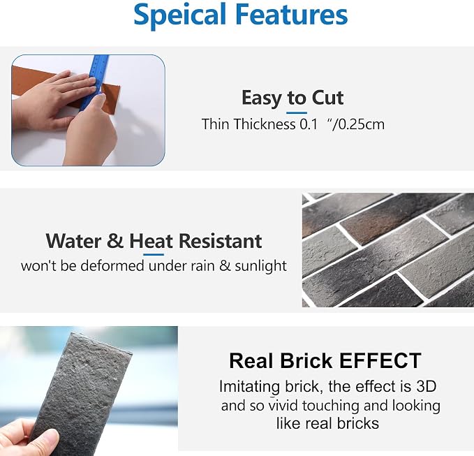 Gray Faux Brick Wall Tiles, 3D Thin Brick Veneers - Image 4