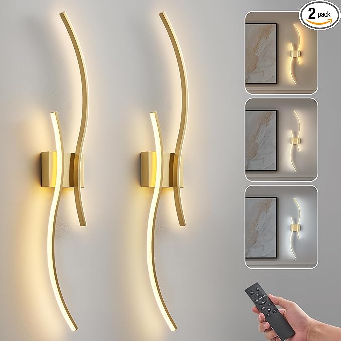 Battery Operated Wall Sconce Set of Two, Dimmable Modern LED Rechargeable Wall by Unknown