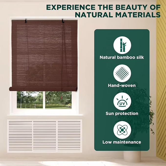 Bamboo Blinds for Interior Windows, Custom Roller Shades for Indoor Window and - Image 2