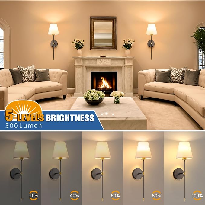 NIORSUN 19.9 inch Battery Operated Wall Sconce Set of 2, 10 Colors Wireless - Image 4