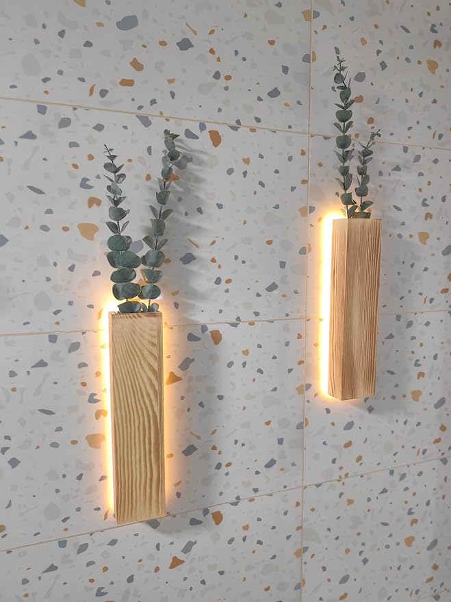 Artificial Eucalyptus with LED Lights Wall Planters Rustic Wall Decor with - Image 8