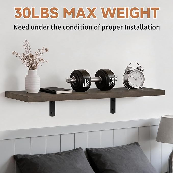 Easy Install Floating Shelves, 15.7 Inch Wall Mounted Wood Shelf, Hanging Shelf - Image 4
