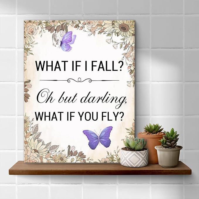 Inspirational Purple Butterfly Wall Art Decor, What If You Fly Motivational - Image 4