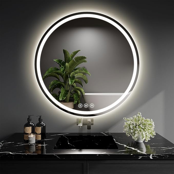 LED Bathroom Mirror 28 Inch Round Bathroom Mirror by WISSMILESHOME
