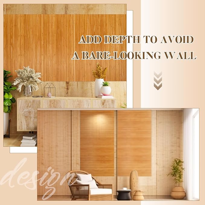 Juexica 2 Pcs Natural Bamboo Wall Panel 48 x 24 Inch Bamboo Covering Renewable - Image 5