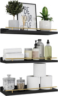 WOPITUES Floating Shelves with Gold Metal Guardrail, Shelves by WOPITUESOfficial