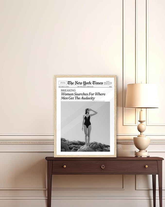 iHery Unframed Trendy NewsPaper Black Wall Art Prints Set of 1, 12x16in Canvas - Image 8