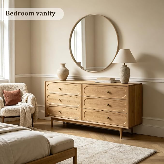 WallBeyond Round Wood Mirror - Image 2