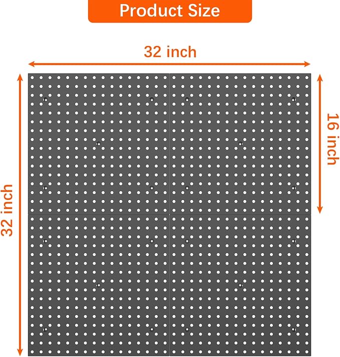 WALMANN 4 PCS 16" x 16" Metal Pegboard Panels - Image 3
