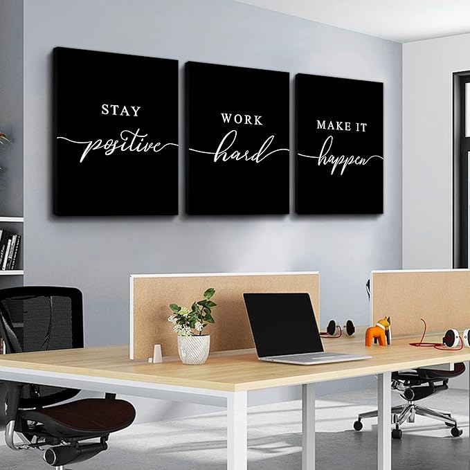 Work Hard Painting, Framed Canvas Wall Art Positive Quote, Office Wall Art - Image 2