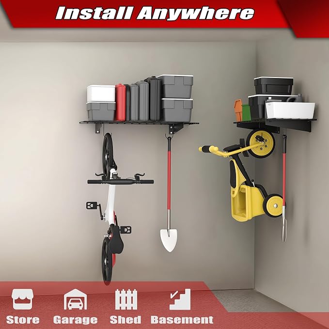WALMANN 2 Pack Garage Wall Mount Shelves, 45x15 inch Wall Mounted Storage - Image 3