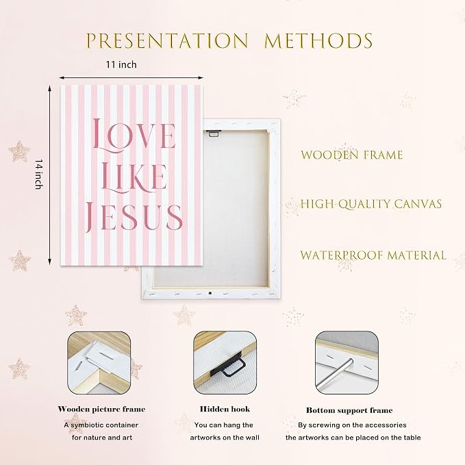 LARTSFRO Coquette Pink Bow Jesus Canvas Wall Art Decor Posters Prints, Light - Image 4