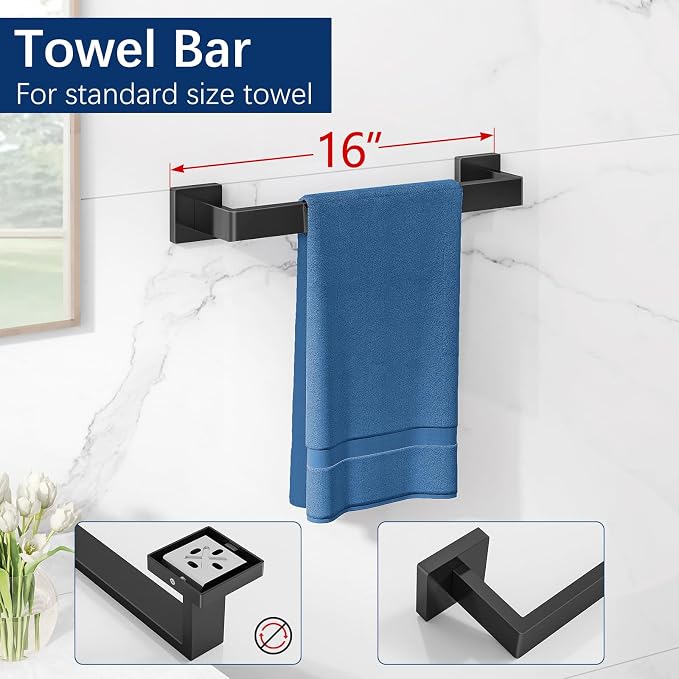 Gypie 5-Piece Bathroom Hardware Accessories Set, Towel Racks - Image 5