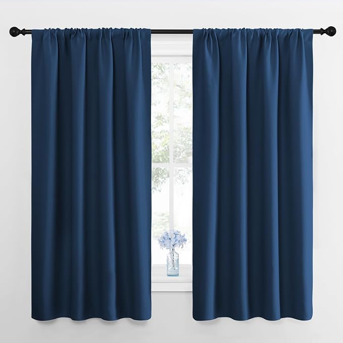NICETOWN Kitchen Curtains, Short Blackout Drapes, Moroccan Blue, Thermal by NICETOWN