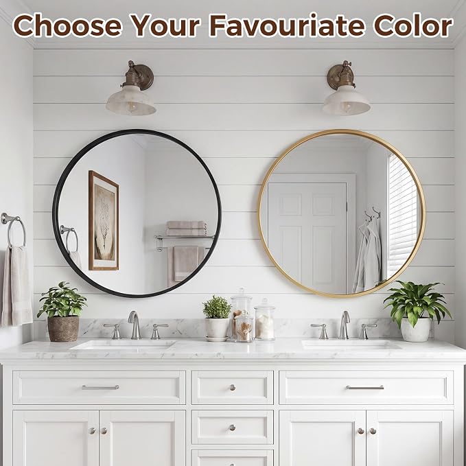 NEWBULIG 30 Inch Round Wall Mirror, Bathroom Mirror - Image 8