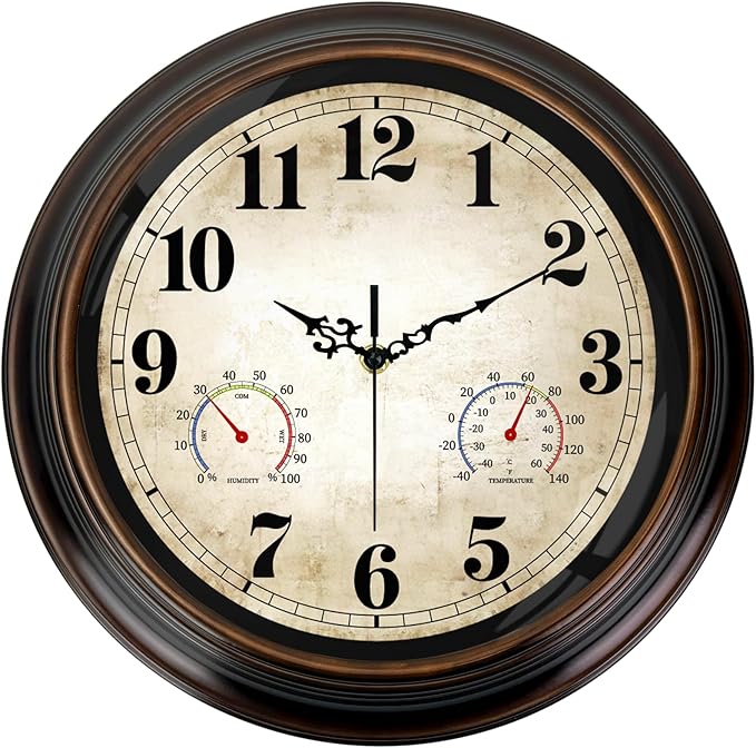 Vintage Wall Clock 16 Inch Quartz Silent Non-Ticking Analog Clock by Comfytune