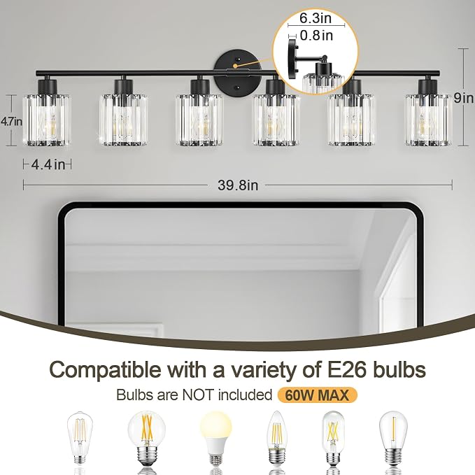 Crystal Bathroom Light Fixtures, Bathroom Lighting Fixtures Over Mirror - Image 2