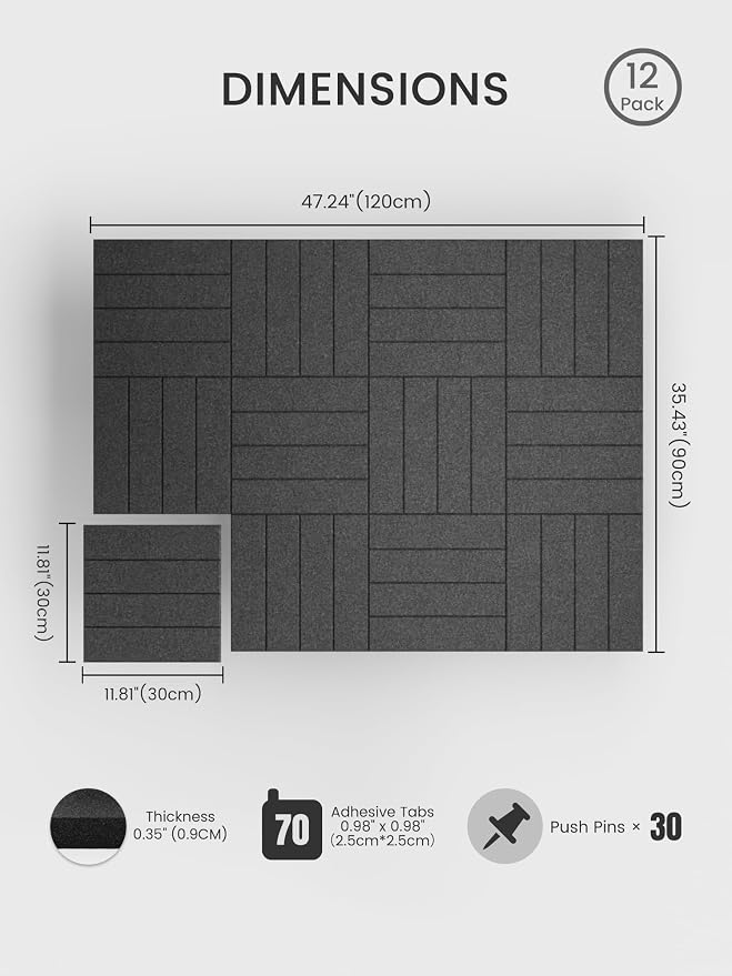Bumusty Large Cork Board Alternative-48 x 36" Felt Bulletin Board Tiles - Image 2