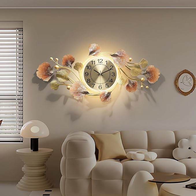 Modern 35''x20'' Metal Wall Clock Featuring a Silent Movement and Creative - Image 3
