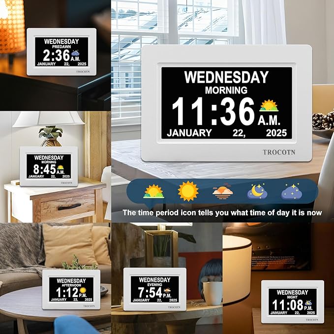TROCOTN Dementia Clocks, Large Display Calendar Alarm Clock - Image 3