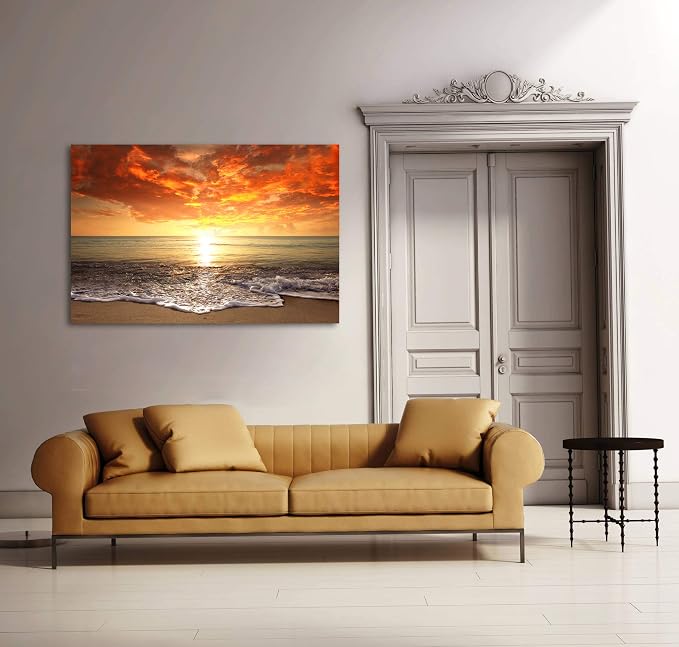 Baisuart-S0169 Canvas Prints Wall Art Sunset Ocean Beach Pictures Photo - Image 5