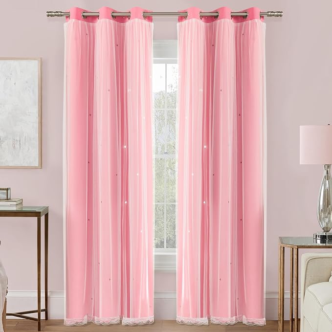 XiDi Pink Blackout Curtains, Room Darkening Curtains by Addsomecolortolife