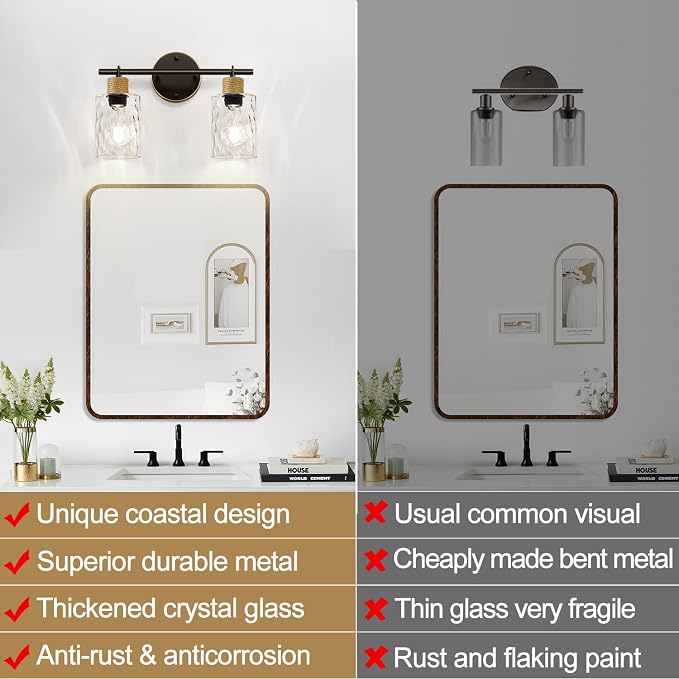 MOKATNG Bathroom Light Fixtures, 2-Light Coastal Vanity Lights - Image 7
