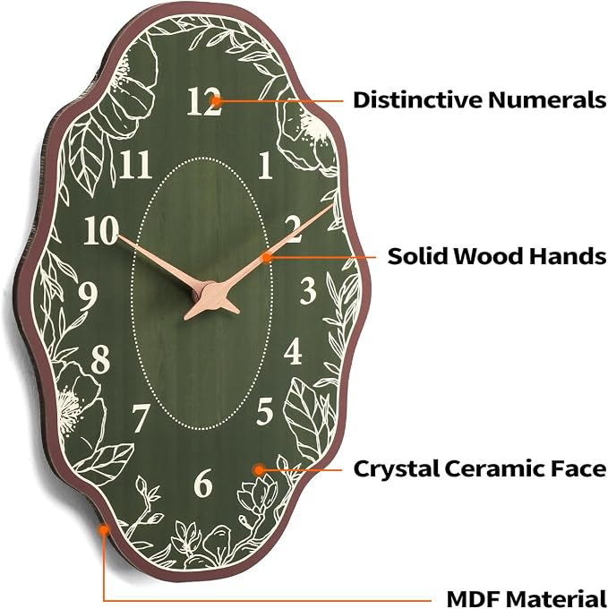 Mid Century Retro Irregular Shape Wall Clock, Silent Non-Ticking Battery - Image 2