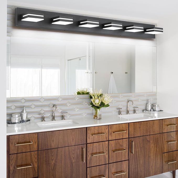 SineRise LED Modern Bathroom Vanity Light Fixtures, Matte Black Modern Acrylic - Image 5
