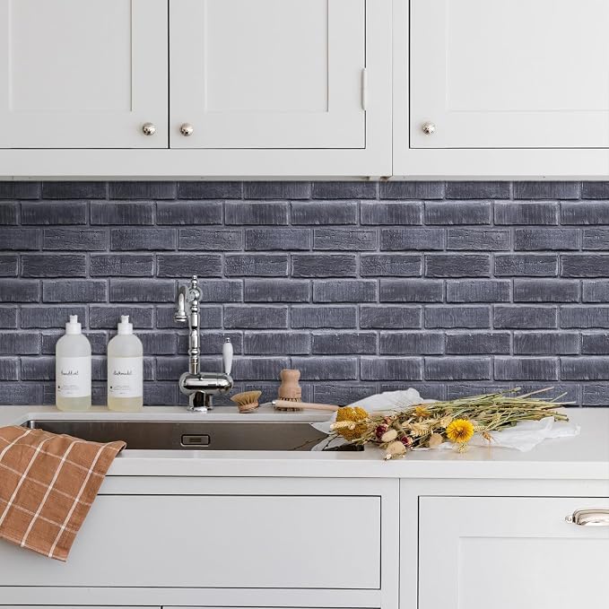 COMSTICKC 3D Faux Brick Wall Panels Peel and Stick Tiles, Small Size Thin PVC - Image 2