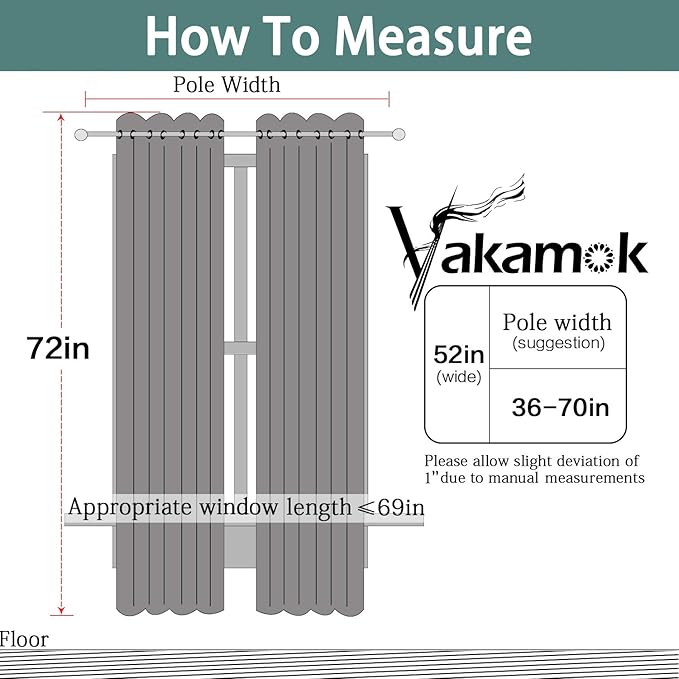 Yakamok 100% Blackout Curtains 72 Inches Long, 2 Thick Layers Thermal Insulated - Image 8