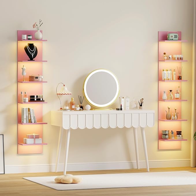 Qupui 6-Tier Wall Shelf with RGB LED Lights - Image 3