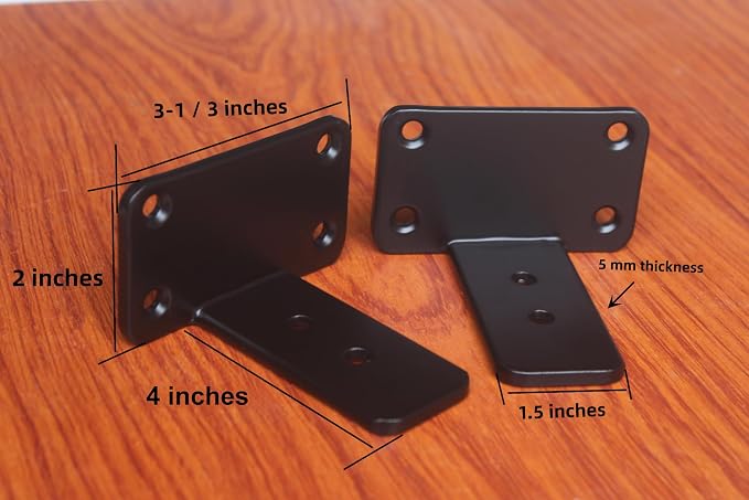 10 Pack - 4 inch Black Hidden L Shelf Bracket Iron Floating Shelf Brackets - Image 2