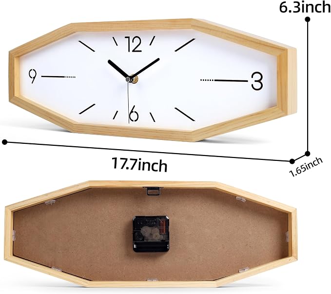 DaguyS Wooden Retro Wall Clocks, 18 Inches Square Clocks Rectangular Wall Clock - Image 2