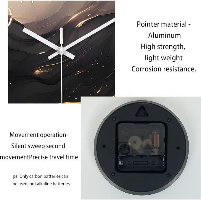 Black and Gold Wall Clocks Battery Operated 14 Inch Wall Clock Silent Non - Image 8