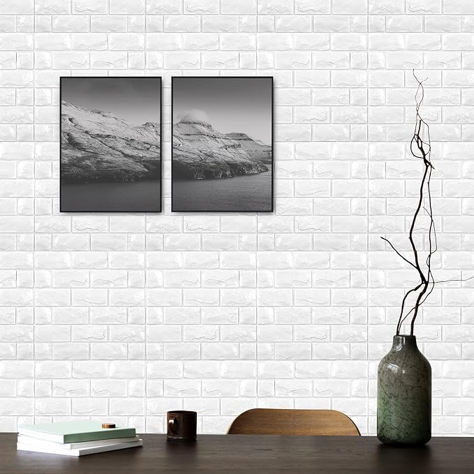 30PCS 3D Wall Panels Peel and Stick Faux Brick Wallpaper White Self Adhesive - Image 3