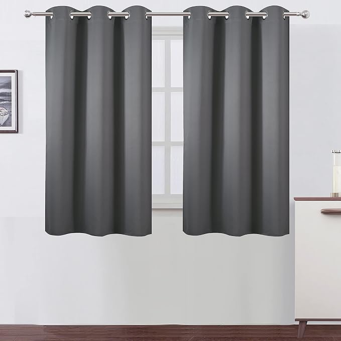 LEMOMO Grey Blackout Curtains 34 x 54 Inch Length/Set of 2 Curtain by Lemomo