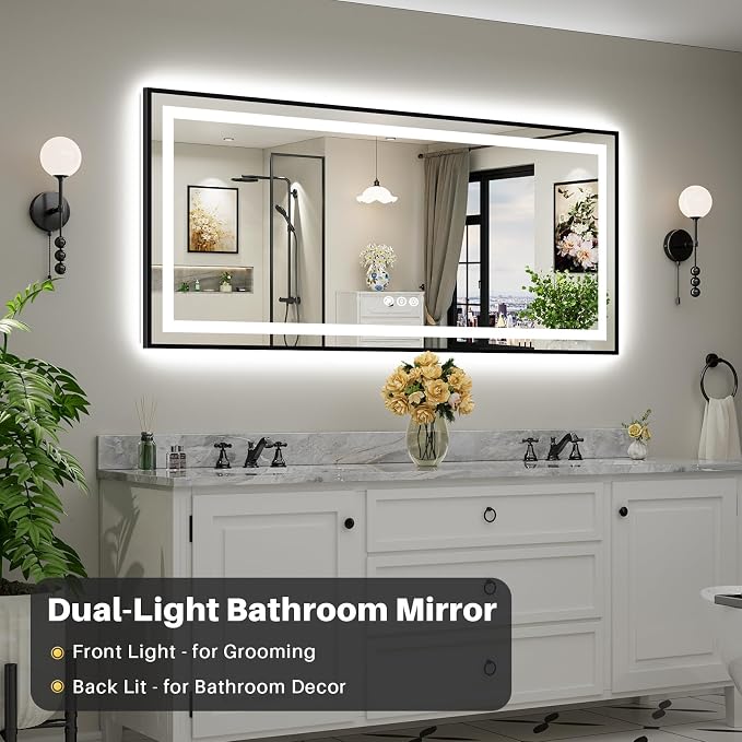 72x32 Inch LED Bathroom Mirror - Image 2