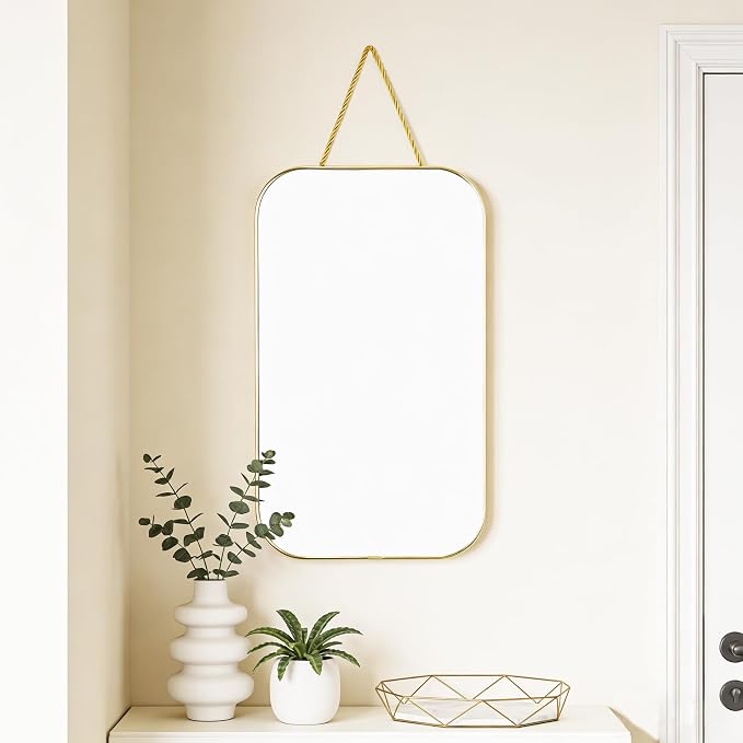 Gold Rectangular Wall Mirror, 15.6x9.2 Inch Modern Decorative Wall Mirror - Image 8