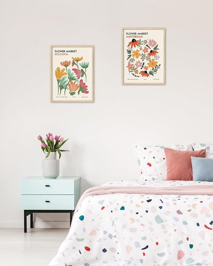 HesenDot Unframed Floral Wall Art Set of 3, 12x16in Flower Market Canvas Prints - Image 4