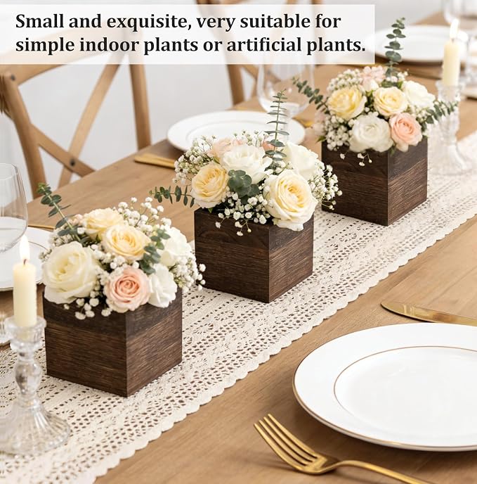 Dahey Small 4 Inch Wood Wall Hanging Planter Boxes - Image 7